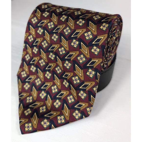 Dior Other - Christian Dior Monsieur Vintage Diamond Geometric 100% Silk USA Tie 58X3.75